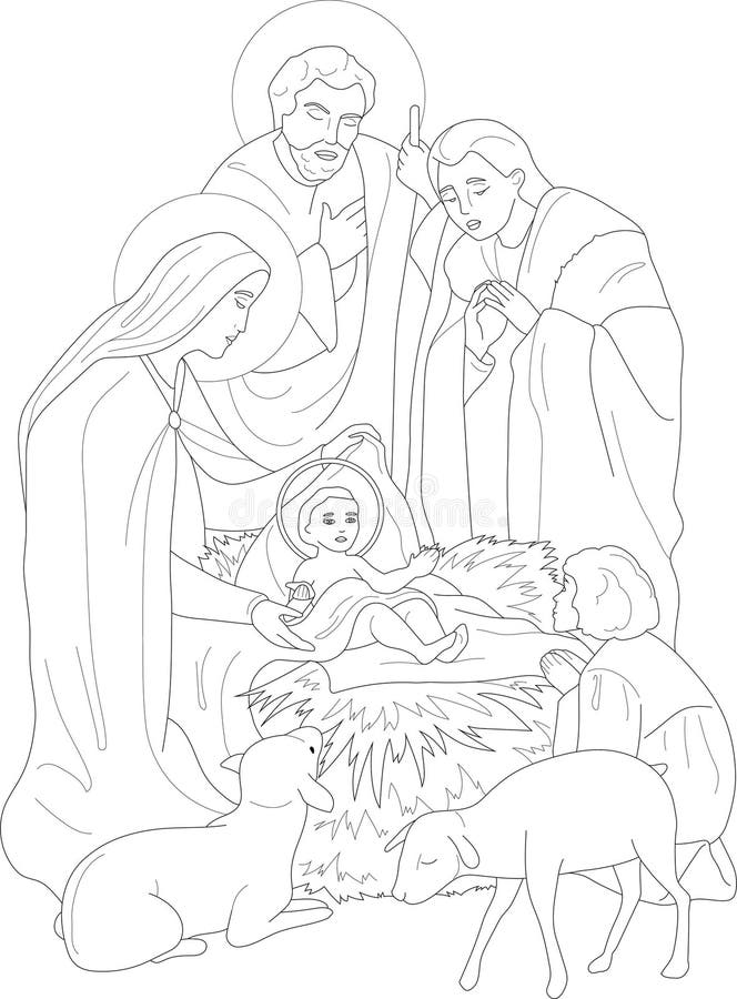 Minimalist Birth of Jesus Christ Drawing | Fine Lines | AI Art Generator |  Easy-Peasy.AI