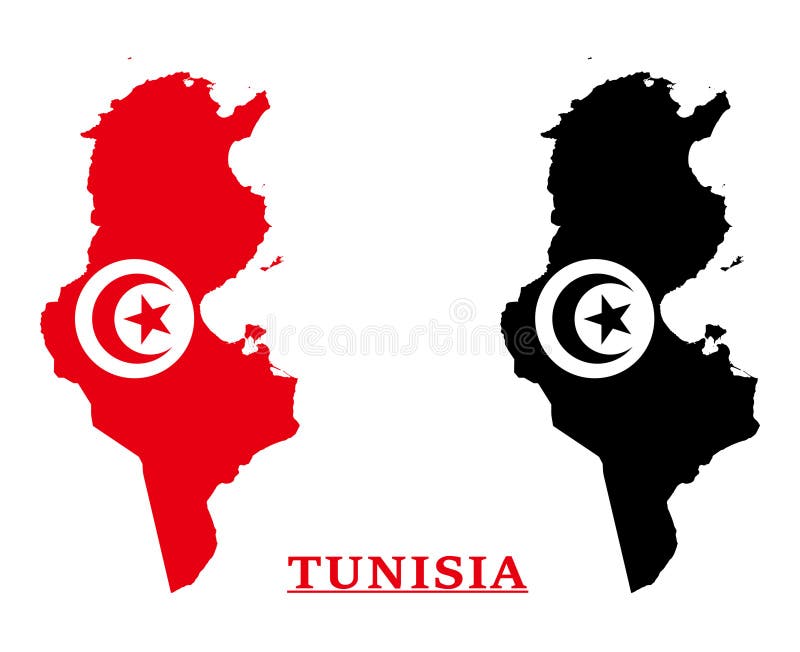 Tunisia National Flag Map Design, Tunisia Country Flag Inside the Map