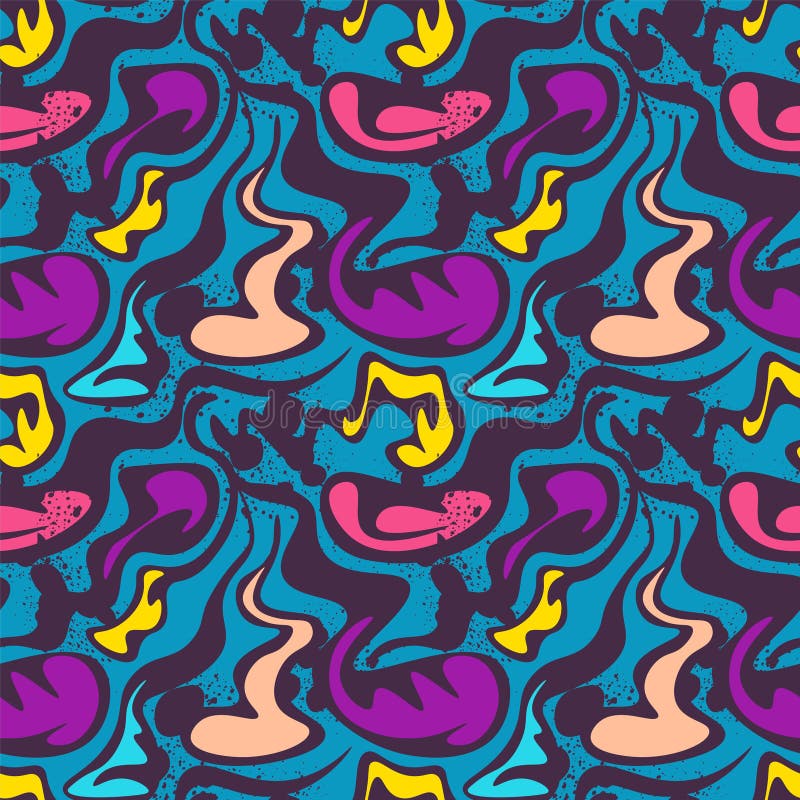 Abstract psychedelic colorful pattern with wave shapes stock illustration
