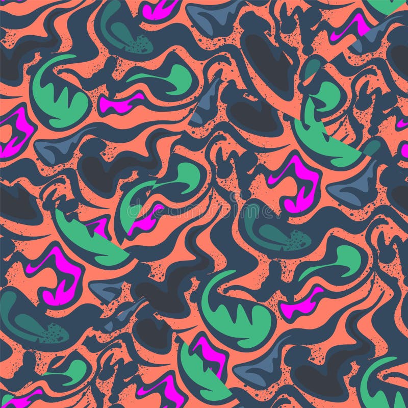 Abstract psychedelic colorful pattern with wave shapes stock illustration