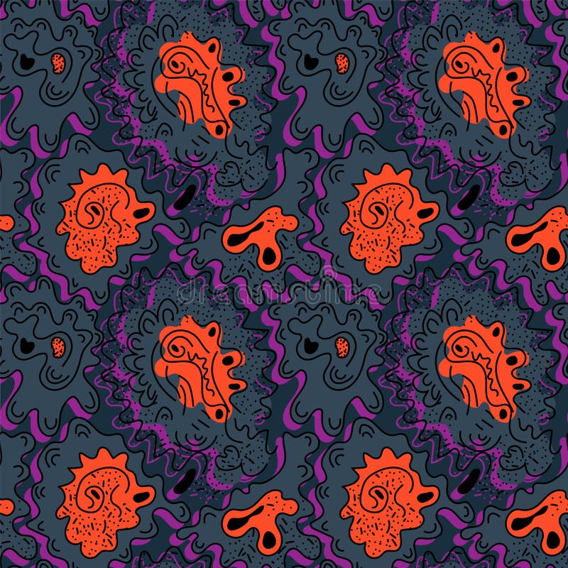 Unusual abstract psychedelic pattern with wave geoemtry elements stock illustration