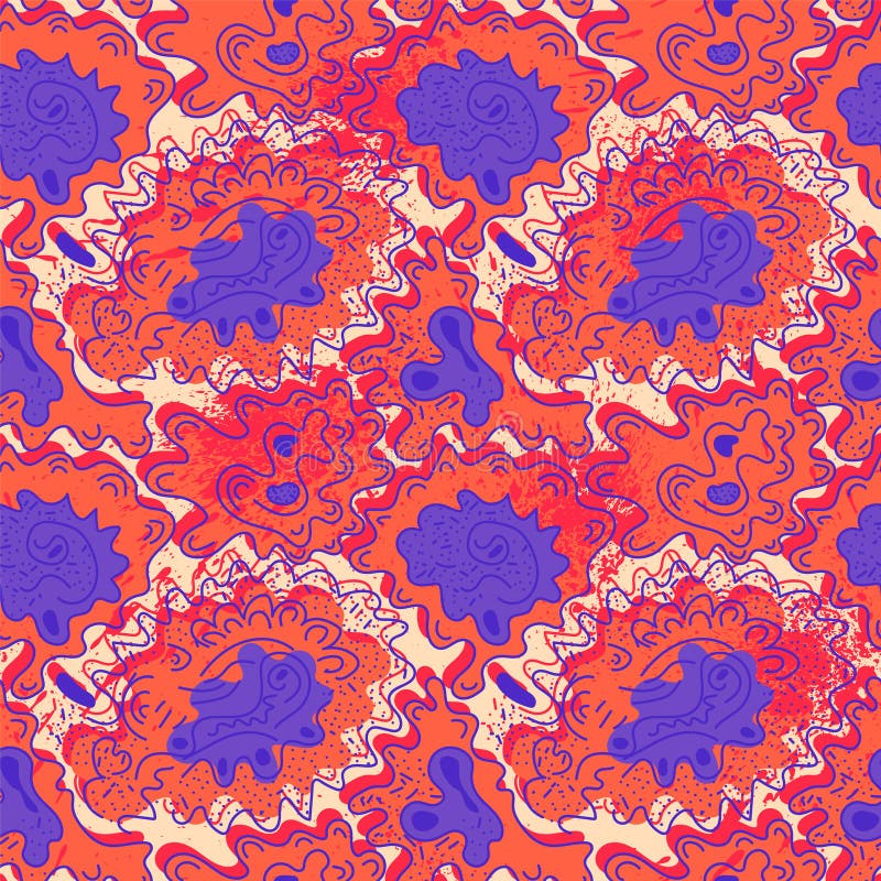 Unusual abstract psychedelic pattern with wave geoemtry elements royalty free illustration
