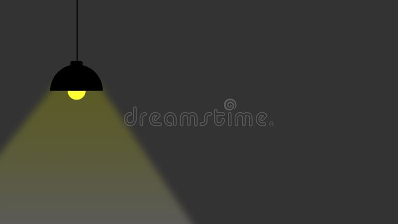 Illustration of a lit lamp on a black background. Electric night light.