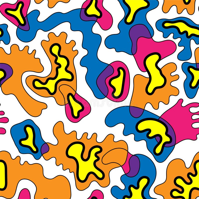 Abstract psychedelic seamless colorful pattern vector illustration