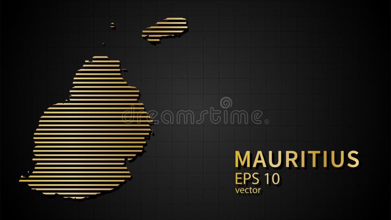 Vector gold map of Mauritius,futuristic modern website background or cover page. Mauritius shape vectors