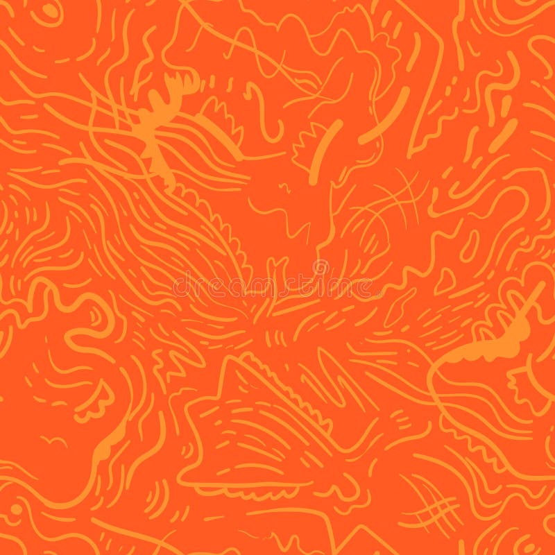 Abstract psychedelic unique seamless artwork with wave characters stock illustration