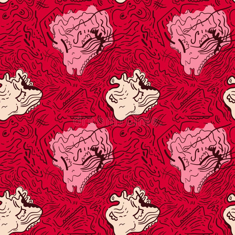 Abstract psychedelic unique seamless artwork with wave characters royalty free illustration