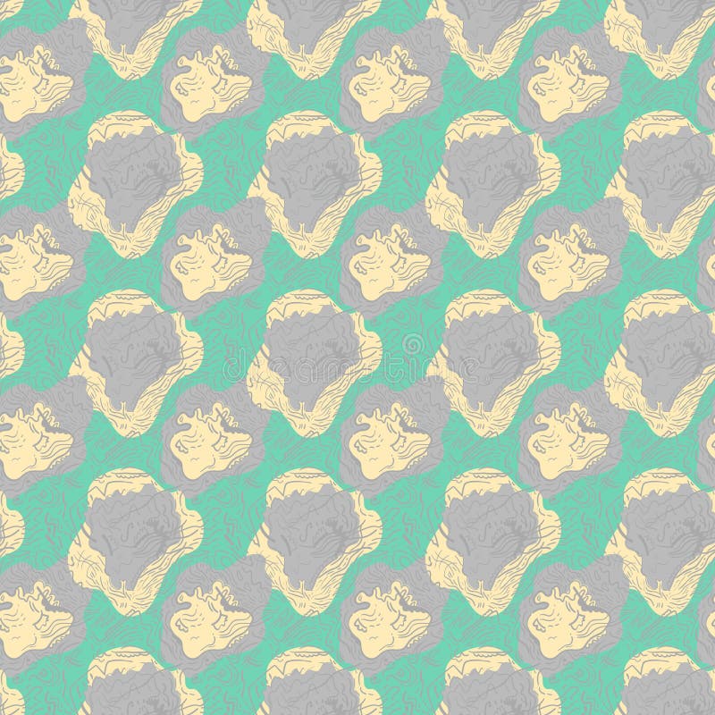 Abstract psychedelic unique seamless artwork with wave characters stock illustration