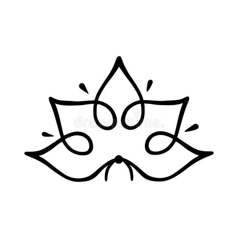 simple-lotus-flower-line-drawing-outline-isolated-in-white-background