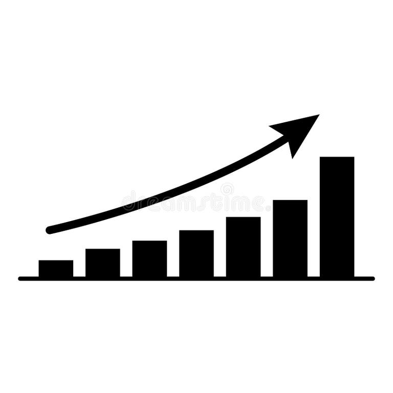Bar Chart Increase. Increasing Arrow and Bar Graph Silhouette Icon ...