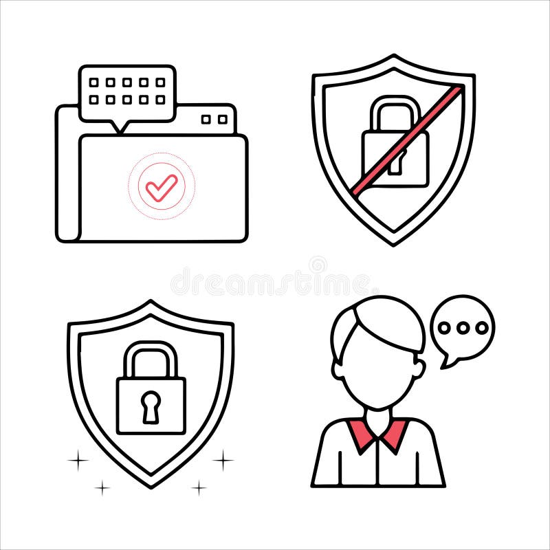 Web security, protection line icons set vector file. safety, security, protection thin line icons web icons.