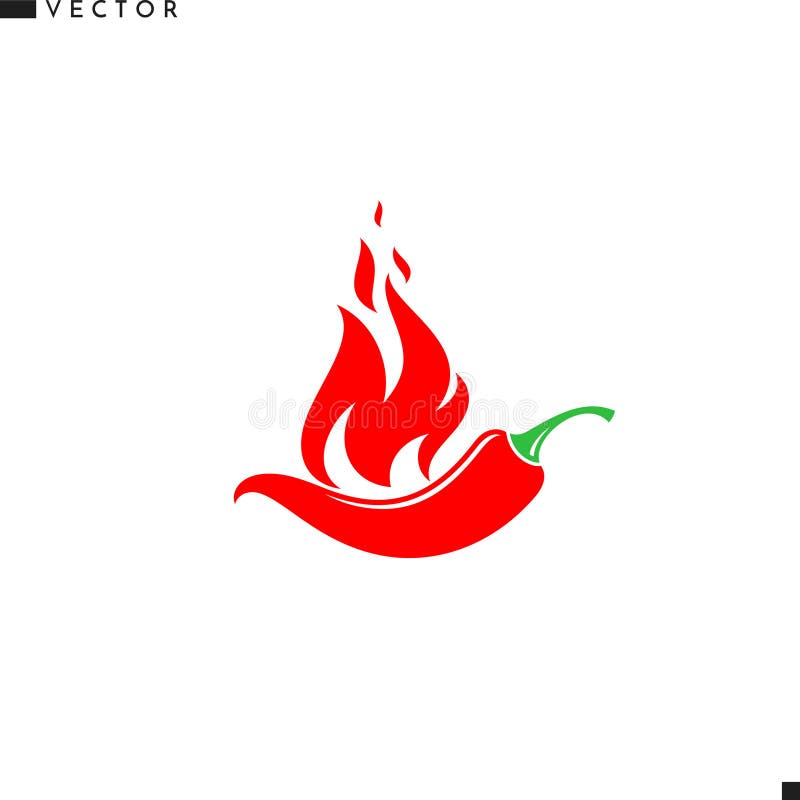 Pepper. Hot chili pepper with fire logo vector. Natural food sign. Vector illustration EPS vector illustration