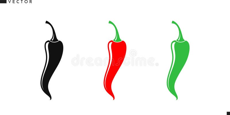 Chili pepper vector. Abstract vegetable icon. Red green and black chili pepper vector illustration (EPS) vector illustration