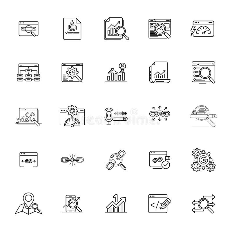 25 SEO and Web Optimization Icons set. royalty free illustration