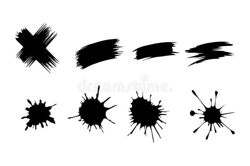 Dynamic Brush Strokes and Ink Splatter Vector Silhouette Set