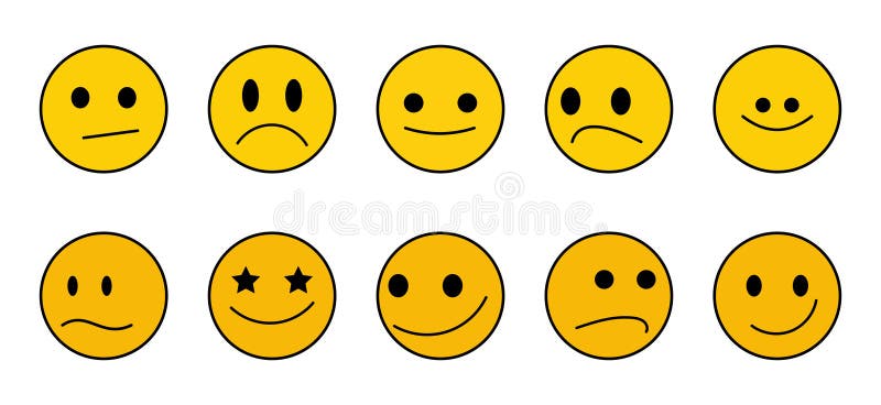 A set of emoticon icons, different mood emotions, and facial expressions. Color vector illustration vector illustration