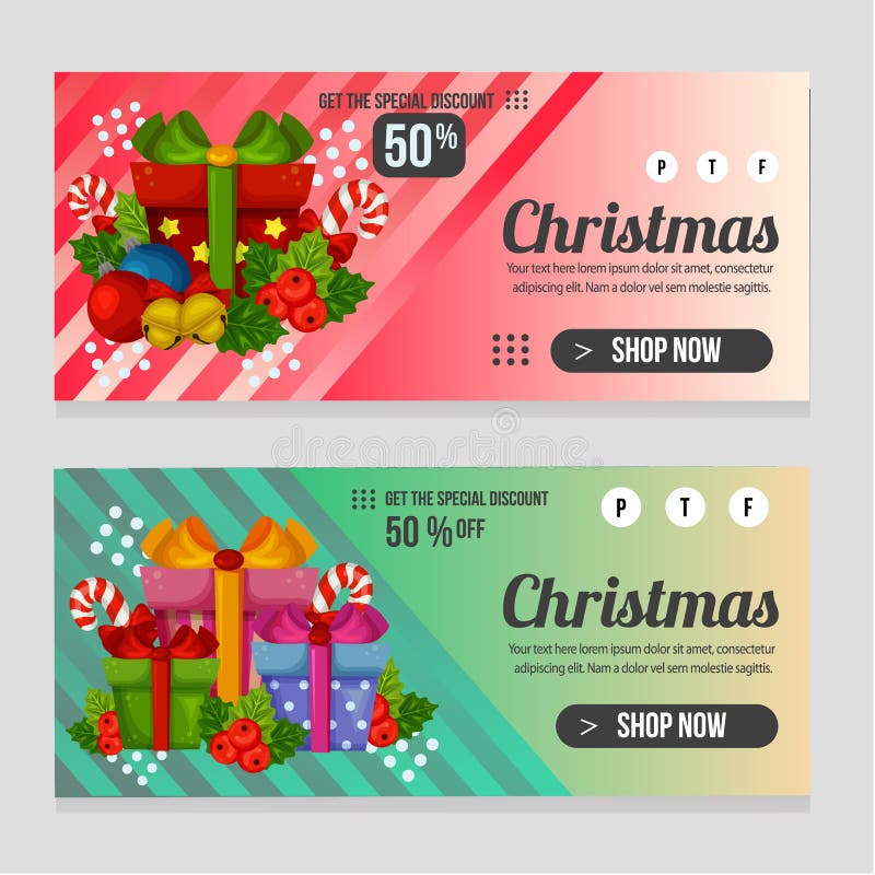 Web Banner Christmas Template with Gift Present Box Stock Vector Web Banner Christmas Template with Gift Present Box Stock Vector
