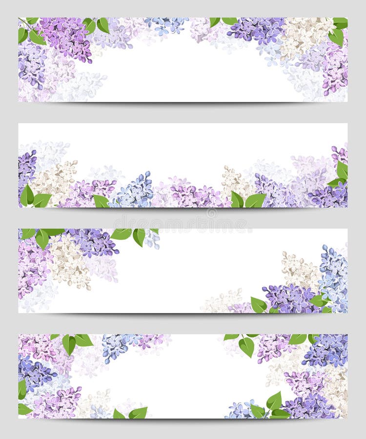 Web banners with lilac flowers. Vector eps-10.