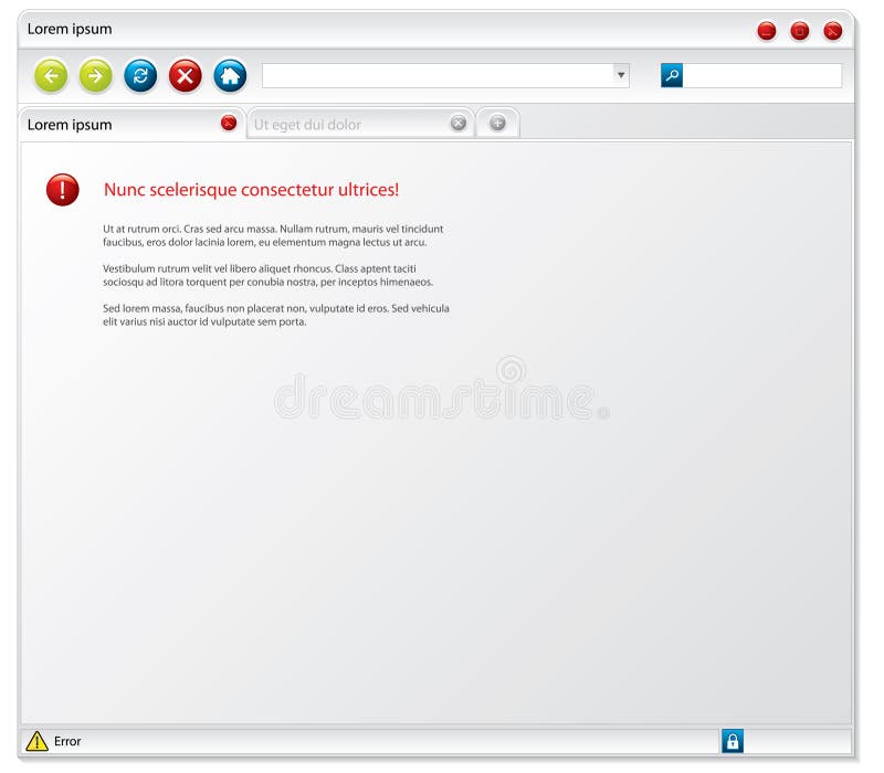 Web browser with error page royalty free illustration