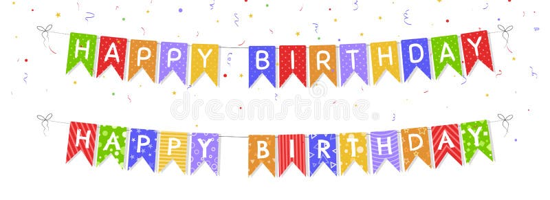 Bunting Flags Banner with Happy Birthday Stock Vector - Illustration of ...