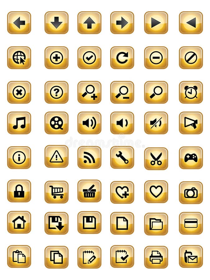 Mobile Game UI, Vector Collection of Icons, and Buttons, Cartoon Stock ...