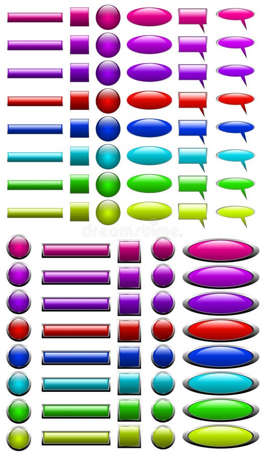 Illustration of multicolored web button set