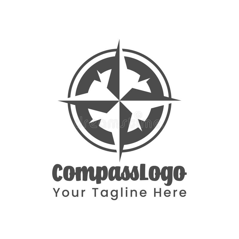 Compass Black and White Isolated Background Logo Stock Vector