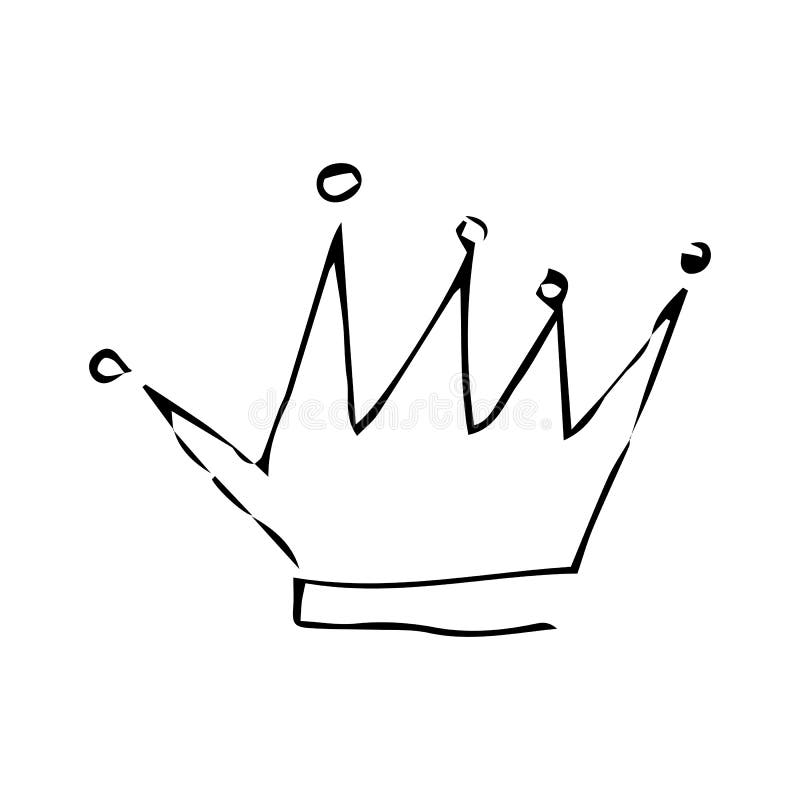 Crown. Vector. Hand Drawing. Monochrome Isolated Stock Illustration ...