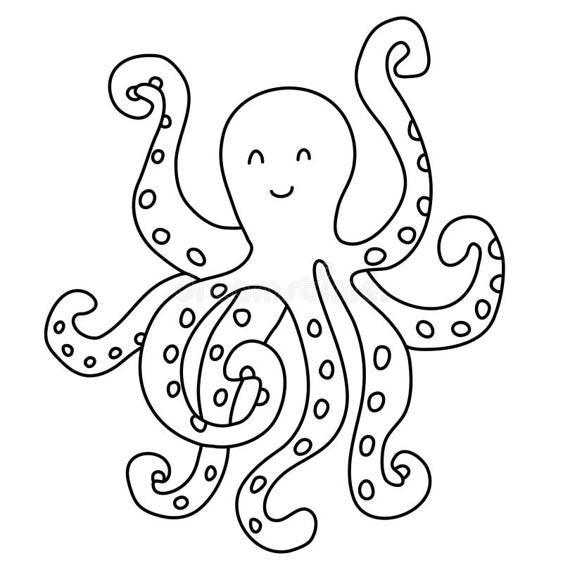 Smiling octopus stock vector. Illustration of friendly - 100215137