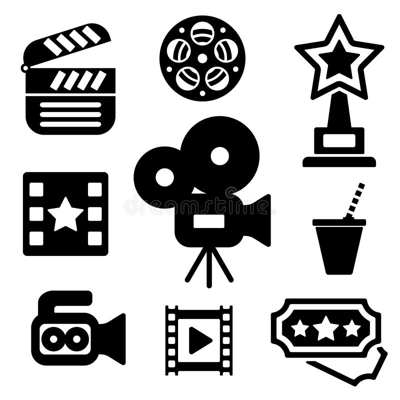 Web del cinema e raccolta delle icone di logo del cellulare illustrazione di stock Web del cinema e raccolta delle icone di logo del cellulare illustrazione di stock