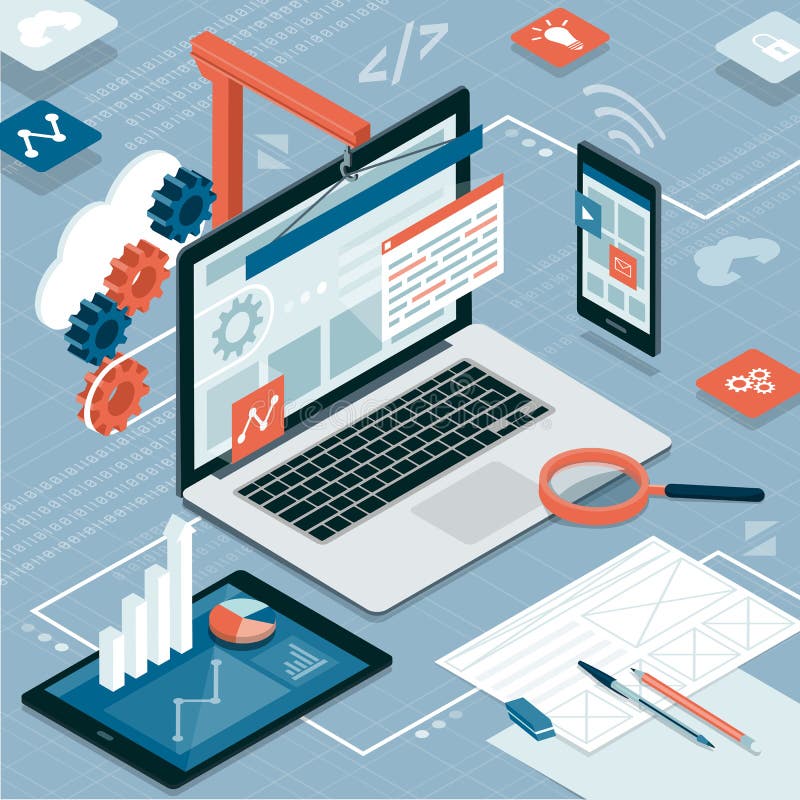 Web design and development vector illustration