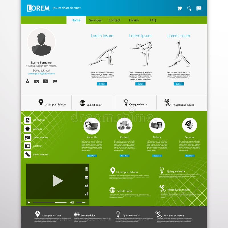 Web Design, elements, buttons, icons. Templates for website. royalty free illustration