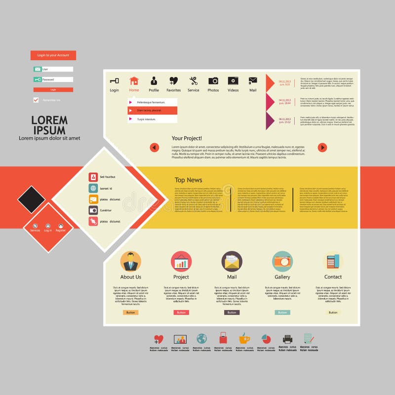 Web Design elements. Templates for website. stock illustration