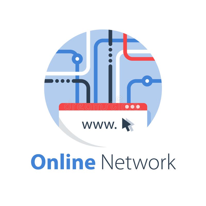 Web design, internet technology, software development, hosting services vector illustration