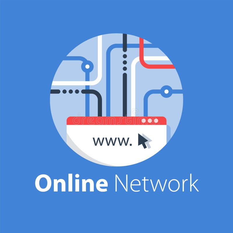 Web design, internet technology, software development, hosting services vector illustration