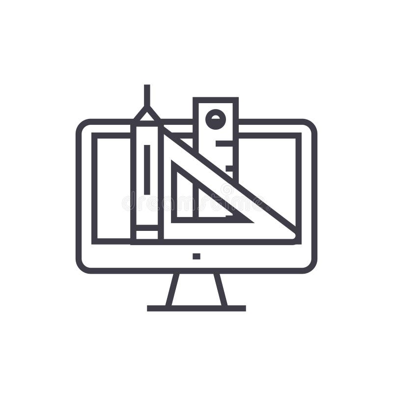 Web design, pen, ruler, tools concept vector thin line icon, symbol, sign, illustration on isolated background vector illustration