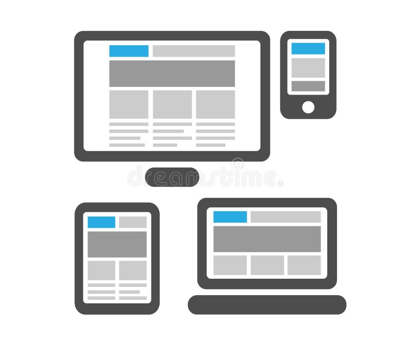 Web design rispondente sui dispositivi digitali isolati illustrazione vettoriale Web design rispondente sui dispositivi digitali isolati illustrazione vettoriale