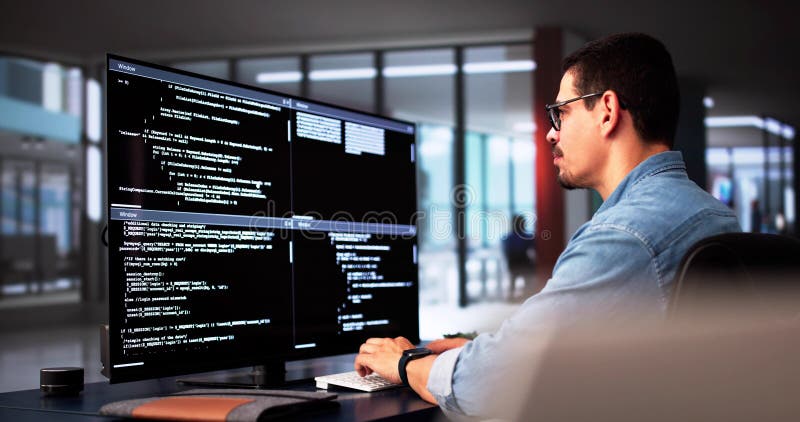 Web Developer Coding On Computer stock image