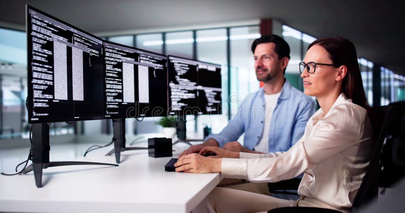 Web Developer Coding On Computer royalty free stock photo