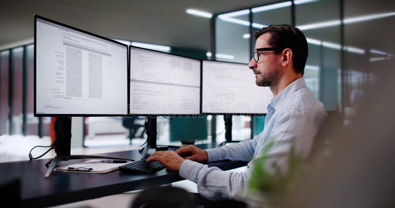 Web Developer Coding On Computer. To Develop Code. Developer programmer coding illustrations