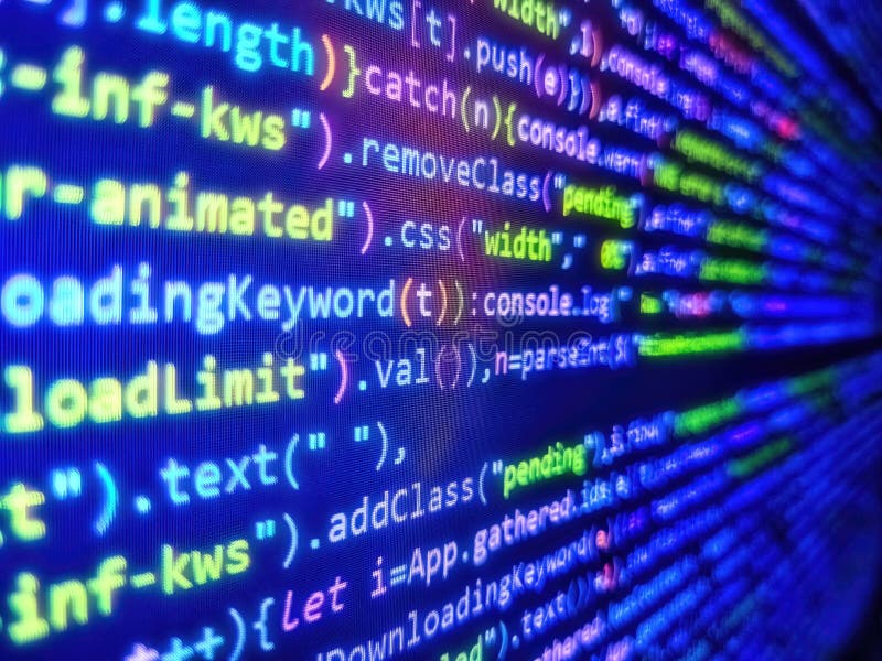 Web developer programmer monitor screen display. Template of website, selective focus. Website and application development. royalty free stock photos