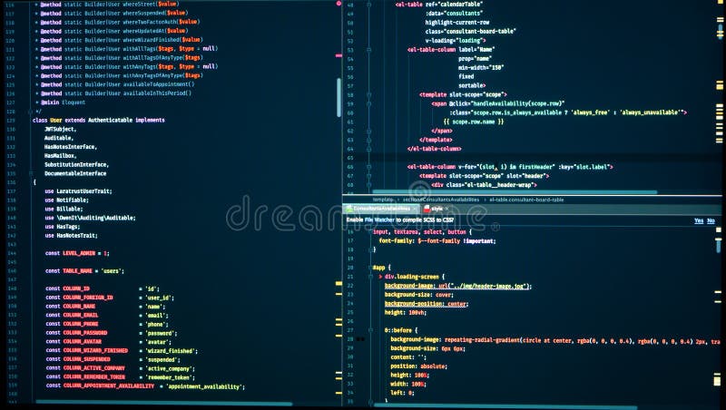 Web developing of the site using php language. Php code in the editor, markup, front view. Programming concept. Source code script stock images, royalty-free photos and pictures