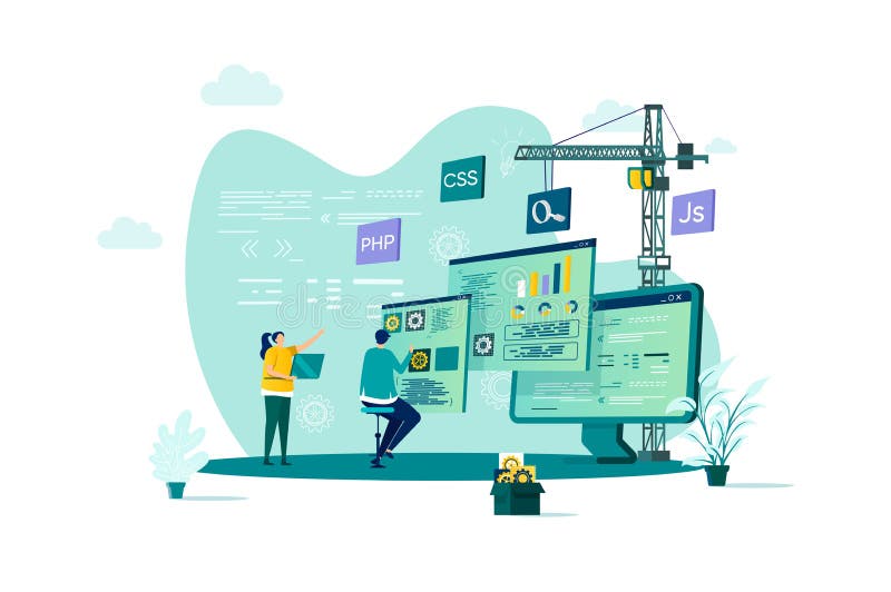 Web development concept in flat style. stock illustration