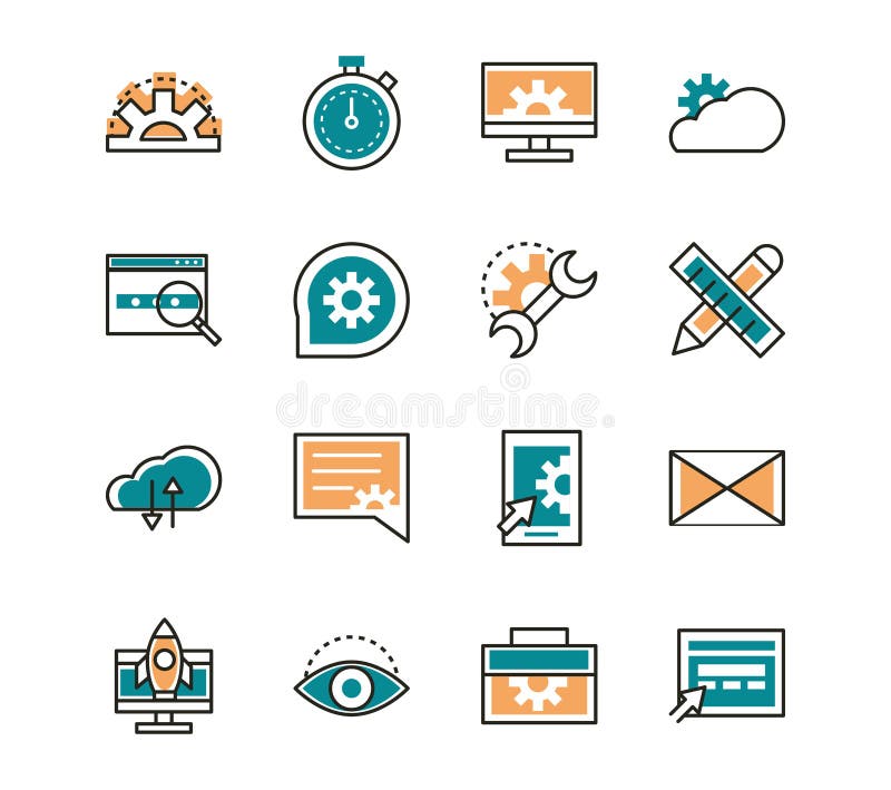 Web Development Icons Collection Line and Fill Stock Vector ...