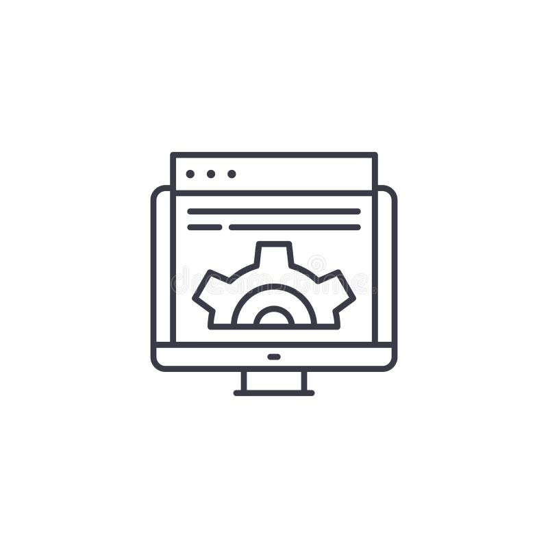 Web development linear icon concept. Web development line vector sign, symbol, illustration. stock illustration Web development linear icon concept. Web development line vector sign, symbol, illustration. stock illustration