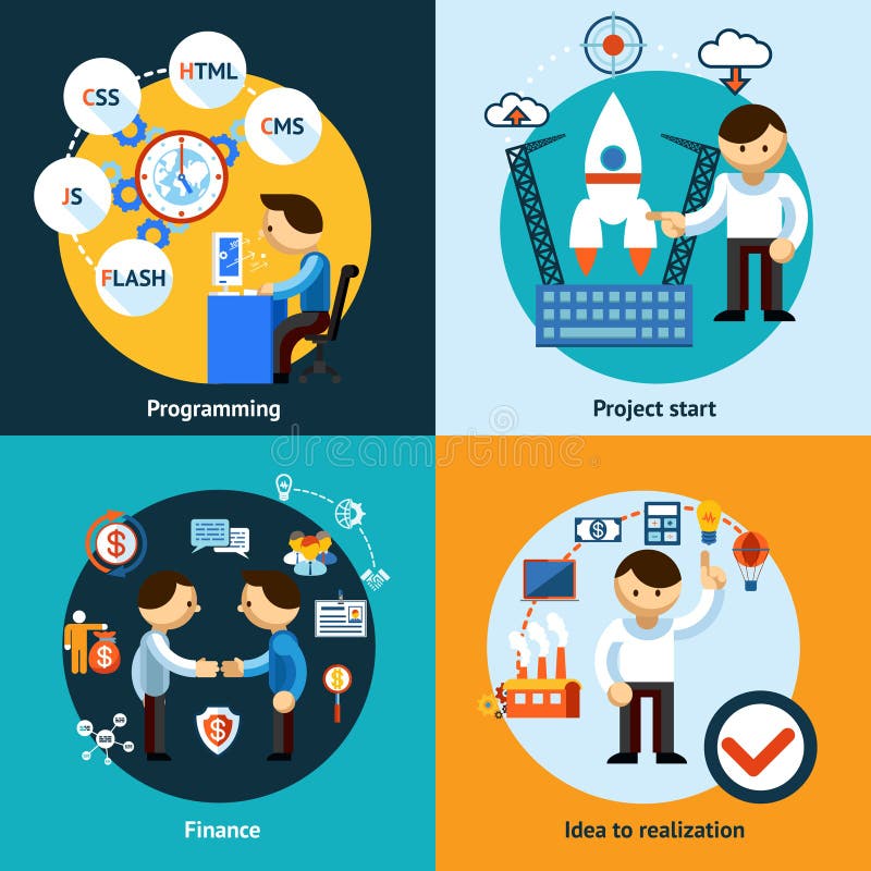 Web development and programming banners concept stock illustration