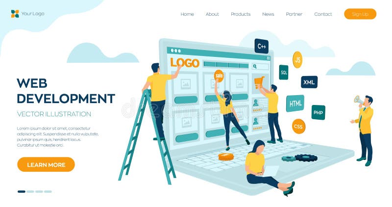 Web development. Project team of engineers for website create. Webpage building. UI UX design. Characters on a concept. Web agency stock illustration Web development. Project team of engineers for website create. Webpage building. UI UX design. Characters on a concept. Web agency stock illustration