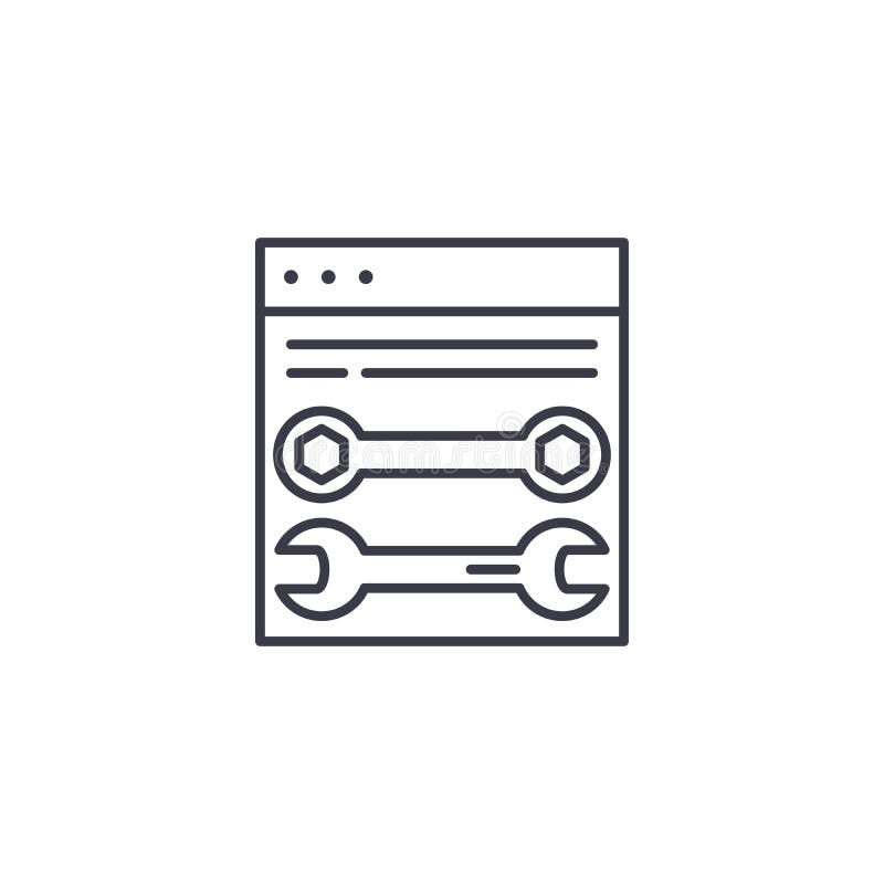 Web development tools linear icon concept. Web development tools line vector sign, symbol, illustration. vector illustration Web development tools linear icon concept. Web development tools line vector sign, symbol, illustration. vector illustration