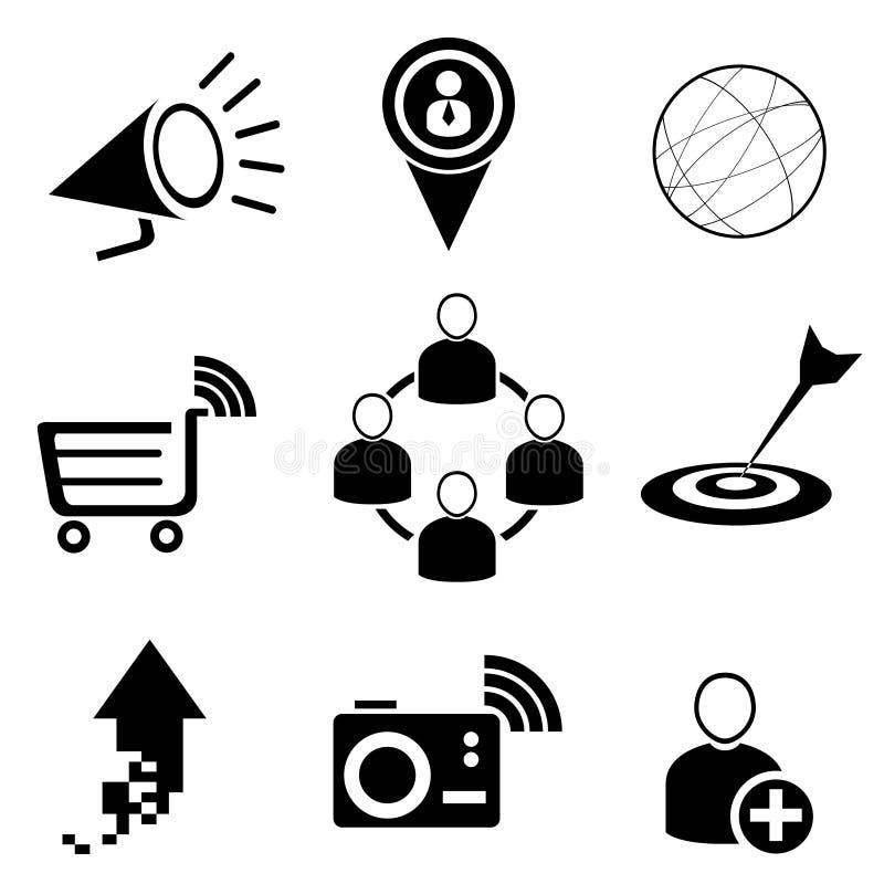 Web e ícones sociais dos meios ilustração stock Web e ícones sociais dos meios ilustração stock