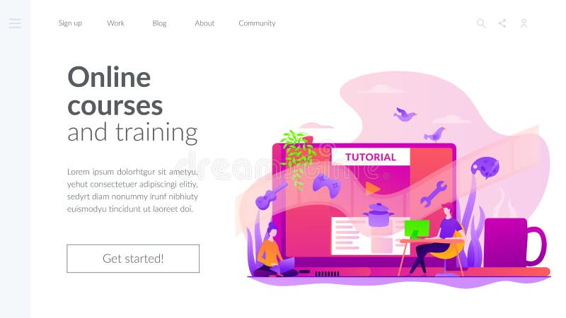 Video tutorial landing page template. royalty free illustration Video tutorial landing page template. royalty free illustration